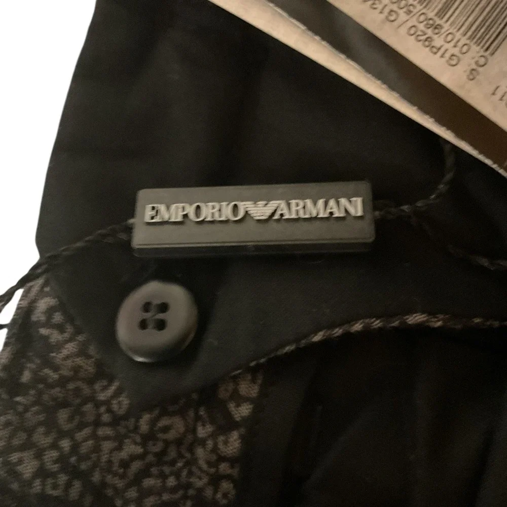 Emporio Armani Main Line Metallic Jacquard Pants S/M Silver Black NWT $495‎